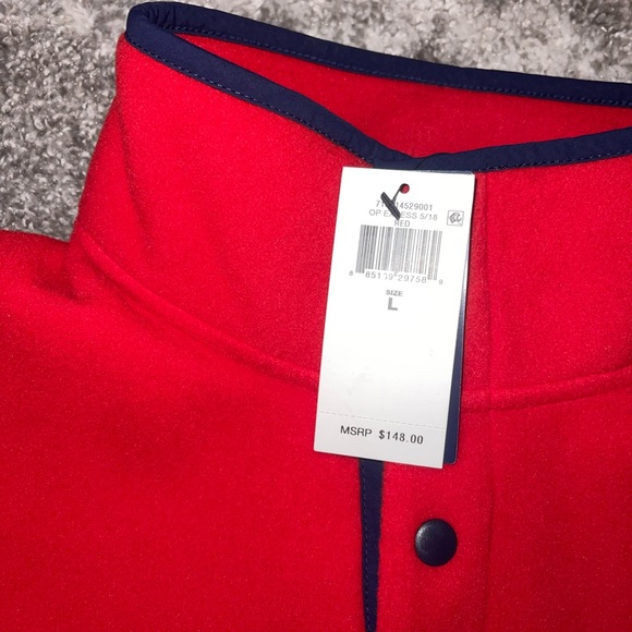 NEW Polo Ralph Lauren Men’s Pullover 1/4 Button up Fleece Sweater In Red SZ.L - Picture 6 of 7